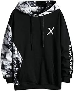 Rosennie Hoodies Für Männer Merino Pullover Herren Christmas Sweater Herren Japanische Streetwear Hip Hop Hoodie Patchwork Hoodie Oversize Hoodie Urban Pullover Kawaii Hoodie (Schwarz, L)