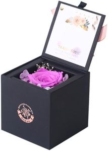 Dekun Preserved Roses in a Gift Box Real Roses Mothers Day Valentines Day Gifts for Give Friend Gifts That Last a Year (Purple Rose)