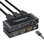 8K HDMI 2.1 Splitter 1x2, BolAAzuL HDMI Splitter 1 in 2 Out Simultaneously 4K 120Hz HDMI 1 to 2, with Power Supply