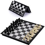 BOLDSTUFF 10" Travel Chess Set with Folding Chessboard Game Practice and Play Educational Toys for Kids and Adults | Charming Black & Ivory Color |