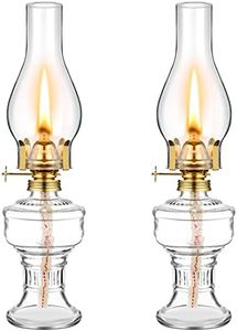 2 Pcs Chamber Oil Lamps for Indoor Use Vintage Kerosene Lamp Clear Hurricane Lamp Rustic Kerosene Lantern with Adjustable Fire Wick Lighting Oil Lantern for Home Emergency Lighting, 13'' High (Clear)