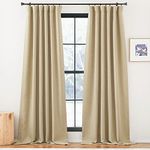 NICETOWN Faux Linen Living Room Curtains & Drapes, Pinch Pleated Room Darkening Light Blocking Curtains Sound Reducing Thermal Insulated for Boys Bedroom, Oatmeal, W50 x L108, 2 Panels