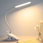 LED Desk Lamp, Deaunbr Reading Light with Clip USB Rechargeable Book Lights, Eye Protection 24 LEDs Flexible Night Bed Lamp, Touch Control Portable Clamp Desk Lamps for Bed Headboard, Office - White