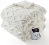 CAROMIO Electric Blanket Full Size - Thick Tufted Sherpa Heated Blanket Full Size with 10 Heating Levels and 10 Time Settings, ETL Certified Machine Washable Fast Heating Blanket Full 72"×84", White