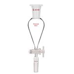 stonylab Separatory Funnel with PTFE Stopcock, 60 ml Conical Pear-Shaped Heavy Wall Borosilicate Glass Separating Funnel with 24/40 Joints