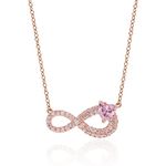 Meissa Infinity Pendent Necklace for Women 925 Sterling Silver Heart Birthstone Neckalce Infinity Jewellery Collections Rose Gold Pleated Love Chain, Rose Gold