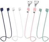 BUISAMG Magnetic Anti-Lost Straps for AirPods, Soft Silicone Sports Lanyard, Neck Rope Cord -(4-Pack) Wireless Headphones Anti-Lost Rope (Blue White Pink Green)