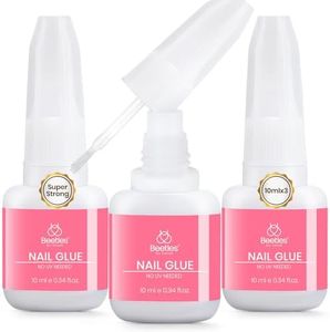Beetles Super Strong Nail Glue for Press on Nails: 10ML 3Pcs Brush on Glue for Acrylic Nails, Nail Tips Quick Dry No Uv Light Needed
