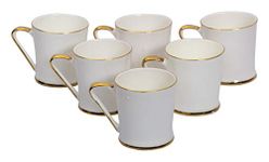 BP Bharat Bone China Semi Deluxe Gold Coffee Mug, 6-Piece, 125 ml, Service for 6, White and Gold