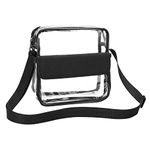 QKURT Clear Crossbody Messenger Shoulder Bag with Adjustable Strap, Concert Stadium Approved Transparent Purse Clear Bag for Women Men, Waterproof & Black