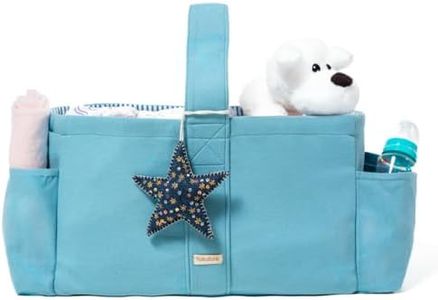 Folkulture Baby Diaper Caddy | Cotton Diaper Bag for Kids - Stylish Comfort Spacious Travel Essential Cart | Nursery Storage Bin and Car Organizer for Diapers, Wipes (Sky Blue - 15")