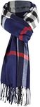UMIPUBO Men's Scarves Classic Cashmere Wool Touch like Scarf Plaid Tartan Reversible Check Tassel Ends Solid Long Winter Scarf