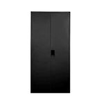 Panana Office Cupboard 2 Doors Metal Lockable Storage File Cabinet Adjustable Shelves Bookcase Storage Unit (Black, 185cm)