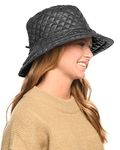 ANGELA & WILLIAM Foldable Water Repellent Quilted Rain Hat w/Adjustable Drawstring, Bucket Cap (Gray)