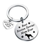 ENSIANTH Dog Owner Gifts Best Boxer, Boston Terrier, Pitbull, Golden Retriever Mom Ever Keychain Gift Dog Lover Gifts Paw Print Jewelry Animal Pet Owner Rescue Gift (Boston Terrier)