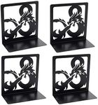 Creative Dragon Design Black Bookends, 2Pair Non Skid Metal Heavy Duty Bookend for Books Shelves, Book Divider Decorative Holder, Abstract Art Desgin Book Stopper Supports for Office, Home (2pair E)