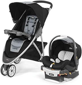 Chicco Viaro Quick-Fold Travel System, Includes Infant Car Seat and Base, Stroller and Car Seat Combo, Baby Travel Gear | Techna/Black/Silver