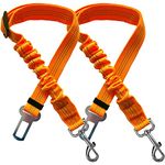 Xundefeng 2x Orange Dog Seat Belts for Cars UK Dog Car Harness Seat Belt Dogs Seatbelt Clip Lead