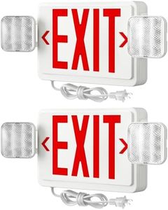 FREELICHT 2 Pack Red Exit Signs with Emergency Lights, 4FT Plug in Cord, Exit Sign with Battery Backup Lights for Business, Two LED Adjustable Head Emergency Exit Light, AC 120V