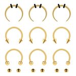 Yolev 9Pcs septum Rings Septum Jewelry 16g 18g Septum Ring Septum Piercing 20g Horseshoe Earring Hoop Stainless Steel Nose Ring Hoop Nose Piercing Jewelry for Women and Men