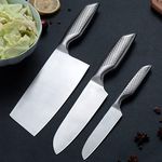 Agabani 3pcs Professional Santoku Japanese Meat KnifeKitchen Stainless Steel Paring, Chef's and Cleaver Knife Set, with Ergonomic Non-Slip Handle, Ultra Sharp Knife Set for Home Kitchen Restaurant