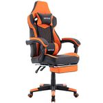 WOTSTA Gaming Chairs Massage Game Chair with Footrest Reclination Angle Adjustable Backrest Height Gamer Seat Equiped Retractable Wheels (Orange)