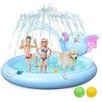 Splash Pad for Kids and Dogs, 68" Extra Large Splash Pad for Toddlers 36M+ Kids Age, Non Slip Thicken Sprinkler Dog Pool Summer Outdoor Water Toys for Backyard