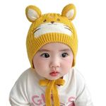 REFFER Baby Winter caps Unisex Beanie fit for 3 Months to 4 Years Old Toddler Baby Winter Caps for Kids Boy's and Girl's Free Size (Yellow)