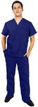 NATURAL UNIFORMS Men's Scrub Set Medical Scrub Top and Pants L Dark Navy Blue