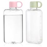 ZILAMGOO 2 Pack 17 oz Portable Flat Water Bottle, BPA Free Tritan Travel Water Bottle, Leak-proof and Lightweight for Outdoors, Travel, Fitness, Work, Camping