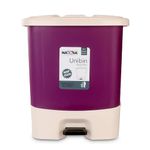 Nayasa Plastic Unibin Square | 33 Ltrs | Pedal Dustbin | With Lid and Detachable Bin | Multi Purpose Dustbin | With Handle For Easy Lift | 37 cm X 38 cm X 43.5 cm | Cream Violet