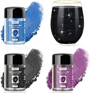 Edible Glitter for Drinks, 3 Colors Luster Dust Edible Set, 5g Food Grade Drink Glitter for Cakes Cookies Drinks Chocolate Decoration