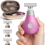 Trimcoo H3 Mini Bikini Trimmer for Women - Travel Friendly Electric Razors w/Travel Case, Replaceable Magnetic Blade, USB-C Rechargeable, Portable Body Hair Shaver, Waterproof Wet/Dry Groomer, Pink