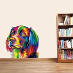 StickMe 'Colorful - Dog - Face - Warp - Art - Creative - Wall Sticker' -SM657 (Multi Colour, Vinyl - 50cm X 50 cm)