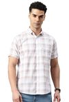 Majestic Man Slim Fit Pure Cotton Checkred Half Sleeve Casual Shirt (Clay, X-Large)