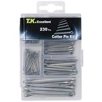 T.K.Excellent Hardware Pins 304 Stainless Steel Cotter Pins Fastener Assortment Kit Hitch Keeper Pin Clips Retaining Pins Straight Hairpins 230 Pcs