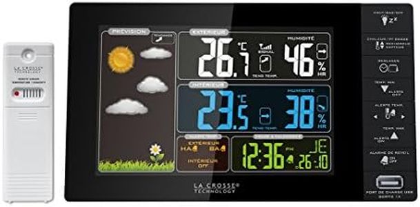 LA CROSSE TECHNOLOGY WS6827-BLA Weather Station Colour Display French Black