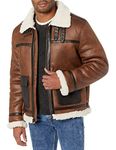 Levi's Men's Faux Shearling Rancher Aviator Jacket, Brown, Large