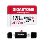 [Gigastone] 128GB Micro SD Card with USB Type C Card Reader, Gaming Plus, MicroSDXC Memory Card for Nintendo-Switch, 4K Video Recording, UHS-I A1 U3 V30 C10, up to 100MB/s, with Adapter