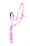 SIE Nylon Horse Braided Rope halter headcollar and Lead with beaded noseband (Pink)