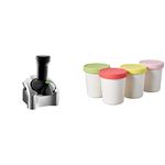 Yonanas 902 Classic Original Healthy Dessert Fruit Soft Serve Maker Creates Delicious Dairy Free Vegan Alternatives, Silver & Tovolo Tight-Fitting, Mini Sweet Treat Ice Cream Tubs, 6 Ounce - Set of 4