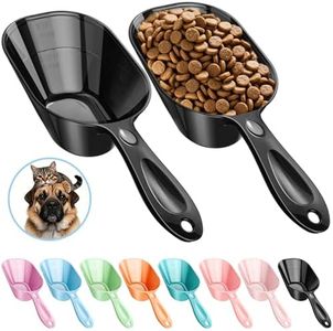 FENENIK Pet Food Scoop 2 Pack, Dog Cup Capacity Cat Food Scooper With Measuring Lines For Dog, Puppy and Cat Coffee Bean, Flour Scoop Black