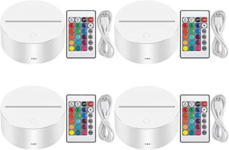 Thlevel 4 Pezzi 3D Night LED Lampada Base 7 Colori Regolabile Lampada a LED con Telecomando e Cavo USB, 3D Night Light Base Decorazione Domestica Luce