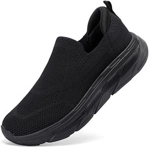 STQ Slip on Sneakers Women Walking Shoes Arch Support Cushion Lightweight Non Slip Work Tennis Shoes Comfortable Breathable Nursing Gym Workout Athletic US Size 6 All Black