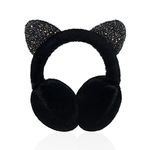 XIAOHAWANG Girls Ear Muffs Kids Winter Warm Earmuffs Boys Cute Adjustable Ear Warmers Children Soft Cozy Plush(E-Black)