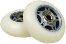 AlveyTech 68 mm Wheels with Bearings for Razor RipStik® RipSter, RipStik® RipSter DLX, & Sole Skate (Set of 2) (White Wheel Silver Hub)