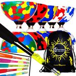 Juggle Dream JESTER Ball Bearing Diabolo Pro Set + Coloured FIBER Diabolo Sticks, Diabolo String + Diabolo Travel Bag. (White/Blue Diabolo + Blue Handsticks)