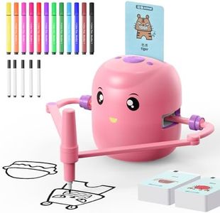 Interactive Educational Drawing Robot for Kids - Montessori Learning Toy with 100 Word Cards, Voice Interaction, Ages 5+ (Pink)