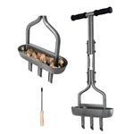 vanpein Lawn Aerator Core Garden Tool with Storage Tray, Manual Yard Grass Plug Aerators & A Clean Tool, 3 Tines Coring Aerator Tool for Soil Aeration, Lawn Care, Loose Soil, 38”