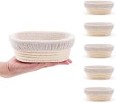 DOYOLLA Mini Oval Proofing Set (6.5inch, set of 5), Sourdough Proofing Baskets Bread Dough Rising Bowls w/Liners for Home Sourdough Bakers Baking beige